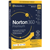 Norton 360 Premium | 10 Appareils | 1 An | 2026 | Sauvegarde en nuage de 75 Go Norton 360 Premium | 10 Appareils | 1 An | 2026 | Sauvegarde en nuage de 75 Go