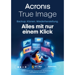 Acronis True Image Essentials 2026 | 5 PCs | 1 Jahr | Mobile/Tablet inklusive