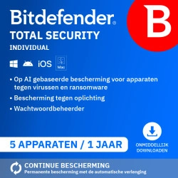 Bitdefender Total Security Individual 2026 | 5 Apparaten | 1 jaar
