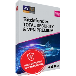 Bitdefender Total Security + VPN Premium 2025 | 5 Appareils | 1 An | Windows - Mac - Android - iOS