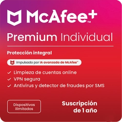 McAfee+ Premium Individual | 1 Año | Dispositivos ilimitados | Windows - Mac - iOS - Android - ChromeOS