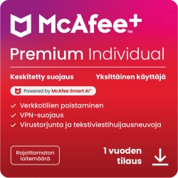 McAfee+ Premium Individual | 1 vuosi | Rajoittamaton määrä laitteita | Windows - Mac - iOS - Android - ChromeOS