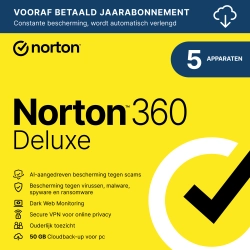 Norton 360 Deluxe | 5 Apparaten | 1 Jaar | 2026 | 50 GB Cloud back-up
