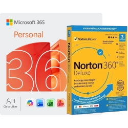 Microsoft 365 Personal + Norton 360 Deluxe | 3 Apparaten | 1 Jaar