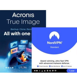 Acronis True Image Essentials 2026 | 1 PC | 1 Jaar + NordVPN | 10 apparaten | 1 Jaar