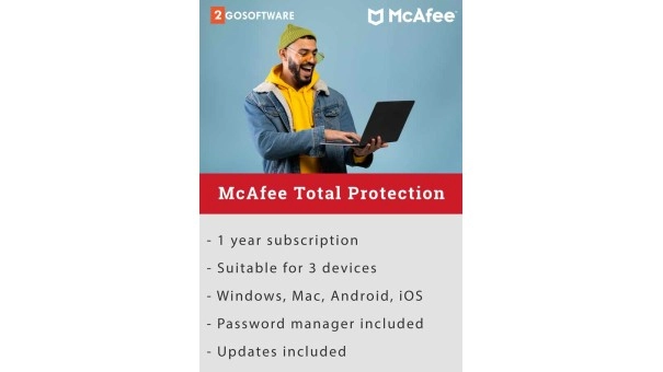 McAfee Total Protection 2026 | 3 Devices | 1 Year | Windows - Mac - Android - iOS