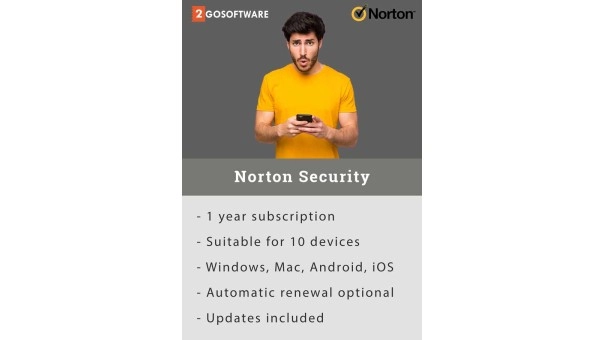 Norton Security Premium | 10 Devices + 25 GB Backup | 1 Year | 2024 - Antivirus included