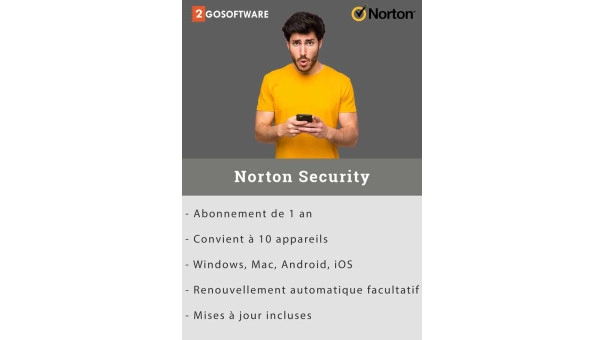Norton Security Premium | 10 Appareils + 25 Go de Backup | 1 An | 2024 - Antivirus inclus