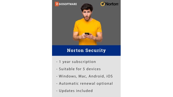 Norton Security Deluxe | 5 Devices | 1 Year | 2024 - Antivirus Included