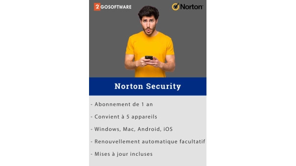 Norton Security Deluxe | 5 Appareils | 1 An | 2024 - Antivirus inclus