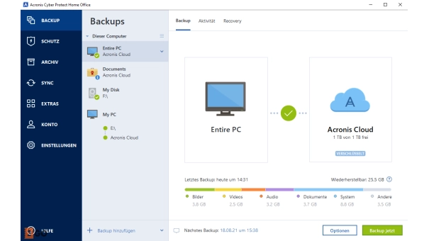 Acronis Cyber Protect Home Office - Security edition 2024 | 1 PC | 1 Jahr | 50 GB Cloud-Backup