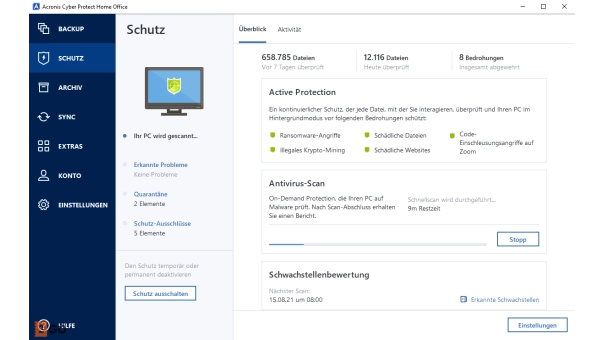 Acronis Cyber Protect Home Office - Security edition 2024 | 1 PC | 1 Jahr | 50 GB Cloud-Backup