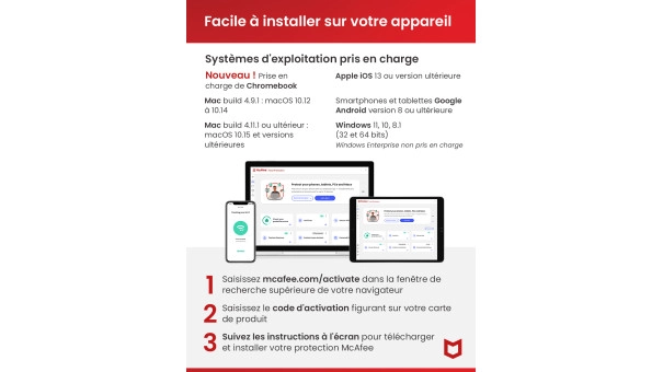McAfee Internet Security 2026 | 3 Appareils | 1 An | Windows - Mac - Android - iOS