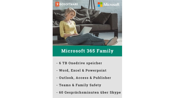 Microsoft 365 Family | 6 Benutzer - 1 Jahr | Inklusive Updates