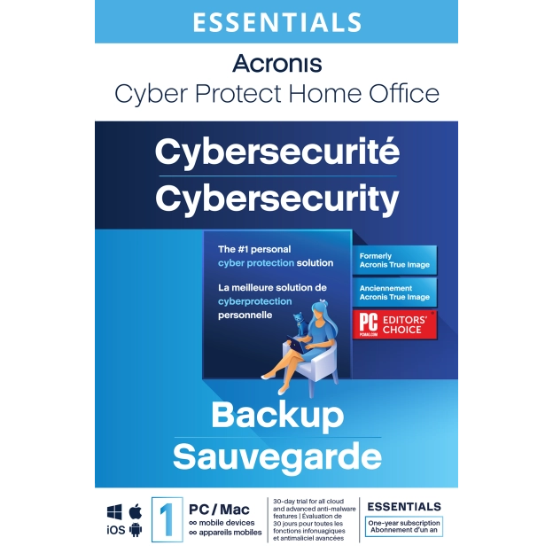 Acronis Cyber Protect Home Office Essentials 2024 | 1 PC | 1 an | Mobile/Tablette inclus
