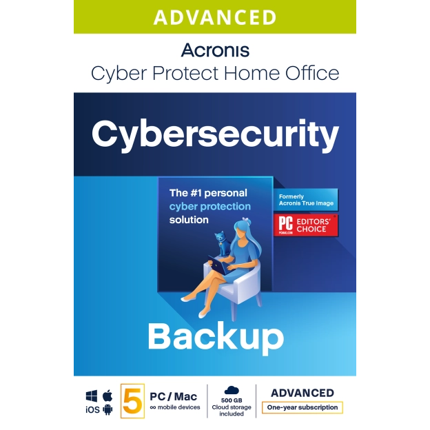 Acronis Cyber Protect Home Office Advanced 2024 | 5 PC | 1 Jaar | 500 GB cloud back-up