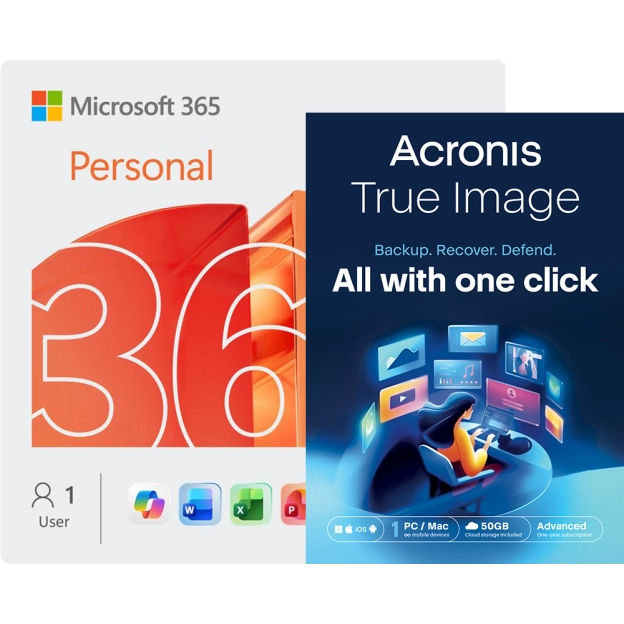 Microsoft 365 Personal + Acronis True Image Advanced | 50 GB Cloud | 1 PC | 1 Year