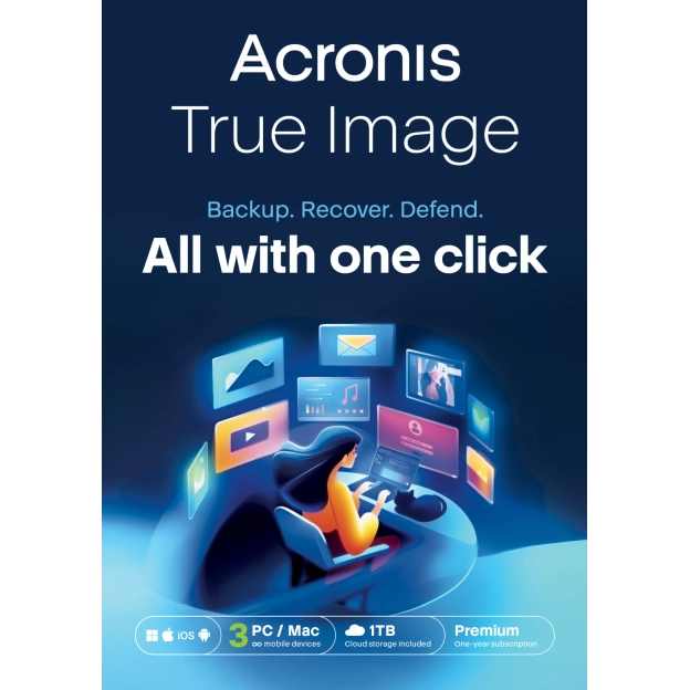 Acronis True Image Premium 2026 | 3 PC | 1 Jaar | 1 TB Cloud Back-up
