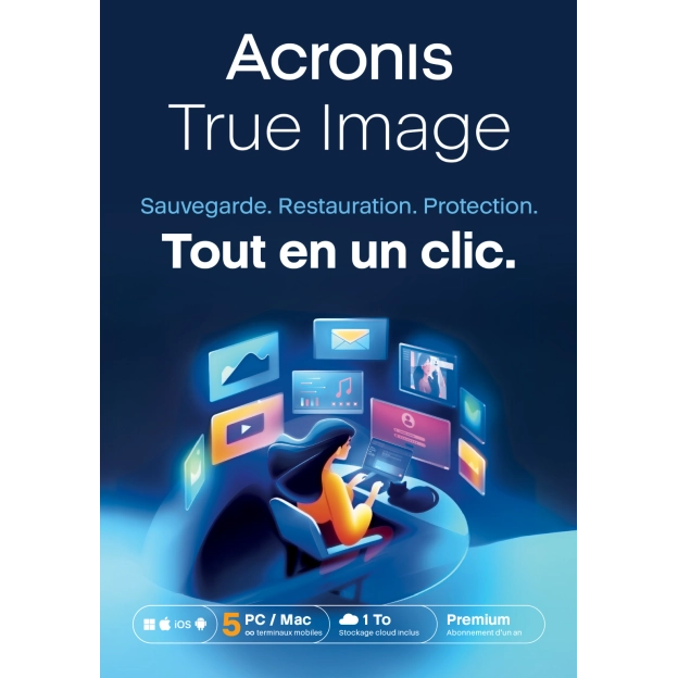 Acronis True Image Premium 2026 | 5 PC | 1 an | Sauvegarde Cloud de 1 To
