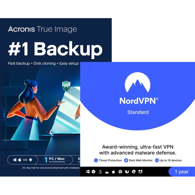 Acronis True Image Essentials 2026 | 1 PC | 1 Jaar + NordVPN | 10 apparaten | 1 Jaar