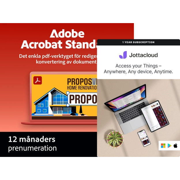 Adobe Acrobat Standard + Jottacloud Personal Obegränsat | 1 användare | 1 år