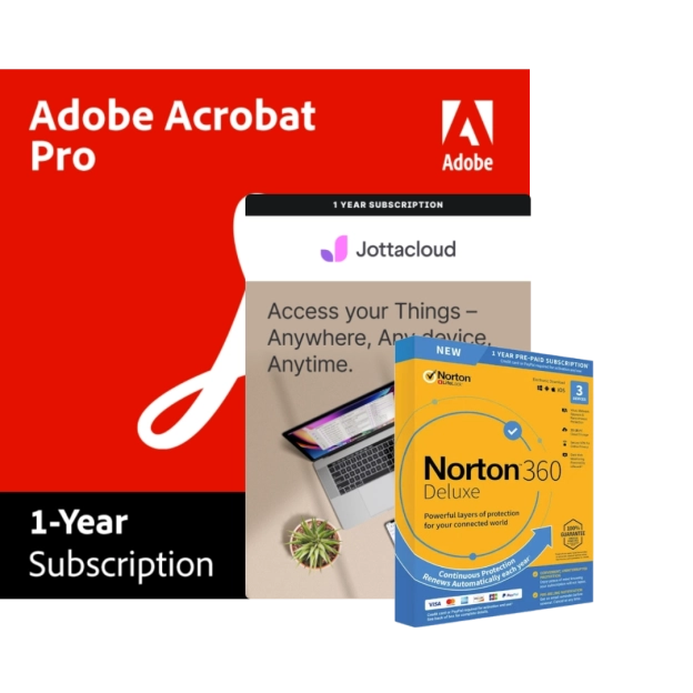 Acrobat Pro + Norton 360 Deluxe 3 PC + Jottacloud Personal | 1 Year