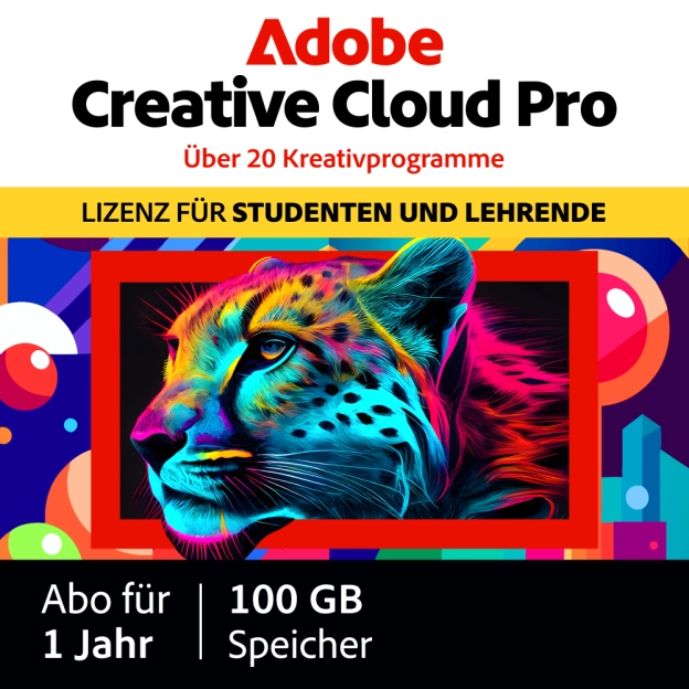Adobe Creative Cloud Pro (alle Apps) Student & Teacher Edition | Abonnement | 1 Jahr | 100 GB Cloud