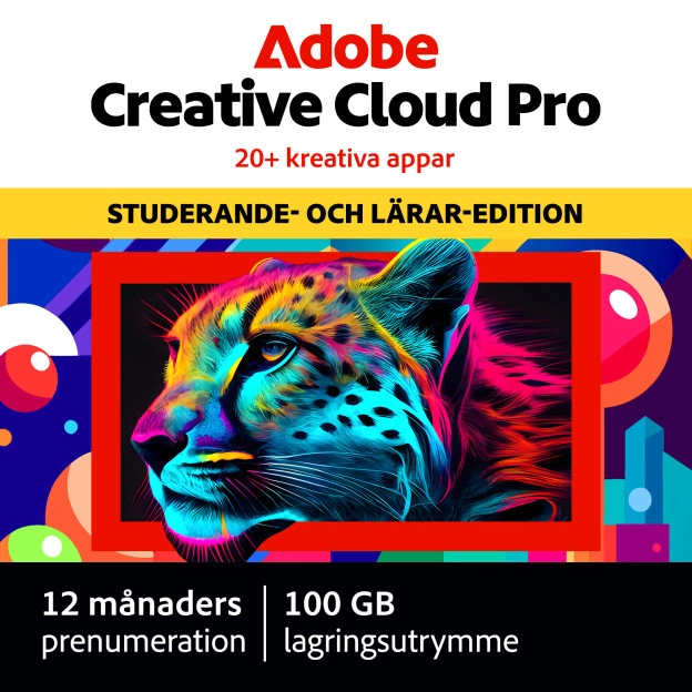 Adobe Creative Cloud Pro (alla appar) Student & Teacher Edition | Prenumeration | 1 År | 100 GB Cloud