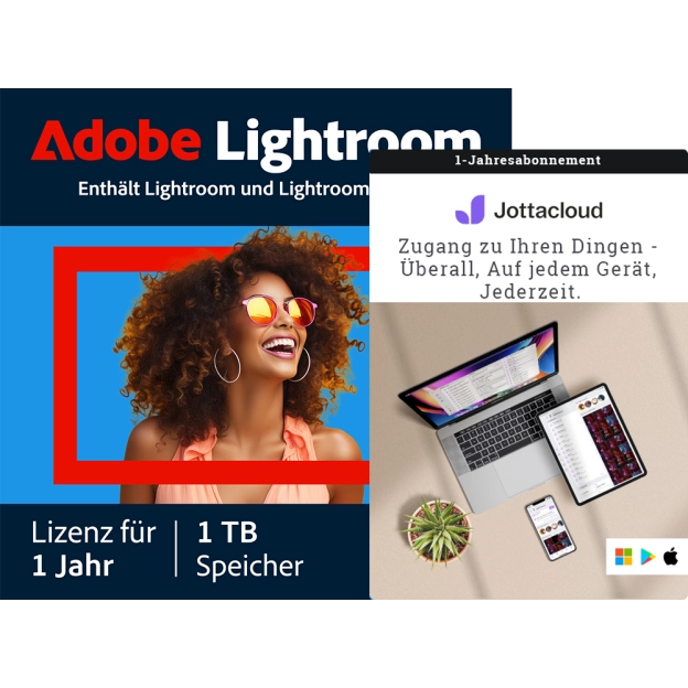 Adobe Lightroom CC + Jottacloud Personal Unlimited | 1 Benutzer | 1 Jahr