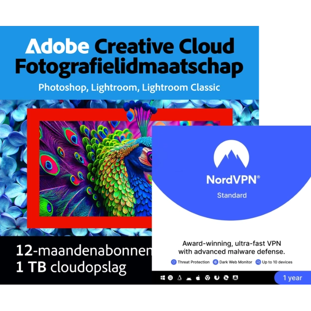 Adobe Photography Plan 1 TB + NordVPN standard | 1 Jaar