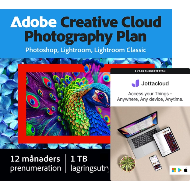 Adobe Fotografi Plan 1 TB + Jottacloud Hem | 5 användare | 1 år