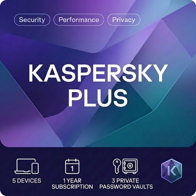 Kaspersky Plus | 5 Apparaten | 1 Jaar | 2026