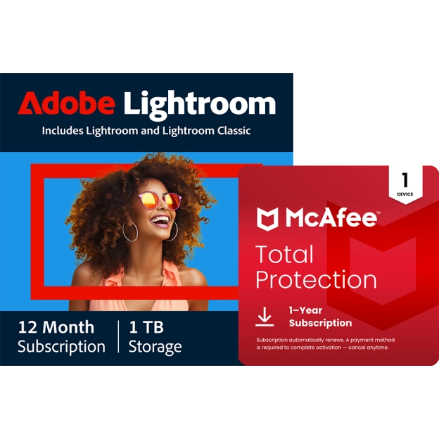 Adobe Lightroom CC + McAfee Total Protection | 1 Device | 1TB cloud storage