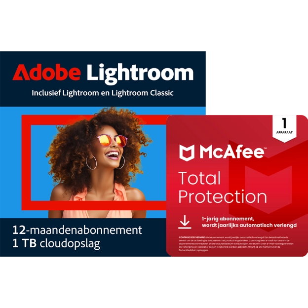 Adobe Lightroom CC + McAfee Total Protection | 1 Apparaat | 1TB Cloudopslag