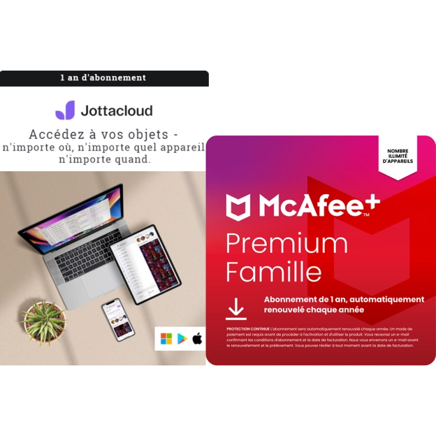 Jottacloud Home + McAfee+ Premium Family | Appareils illimités | 1 an