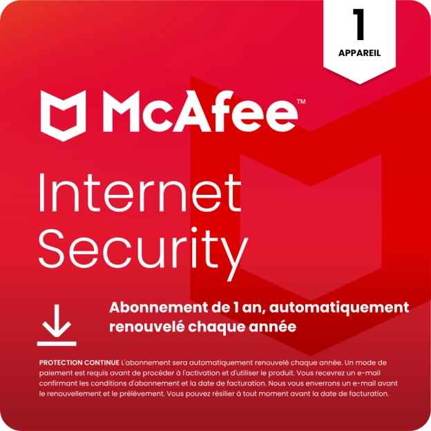 McAfee Internet Security 2026 | 1 Appareil | 1 An | Windows - Mac - Android - iOS