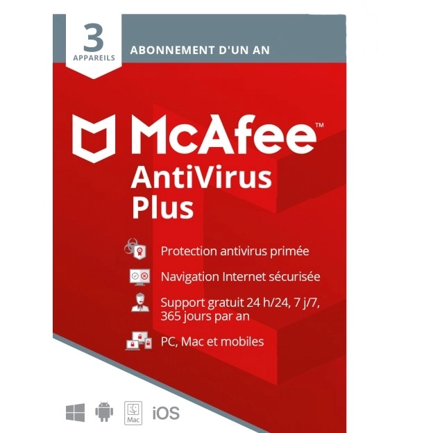 McAfee AntiVirus Plus 2024 | 3 appareils - 1 an
