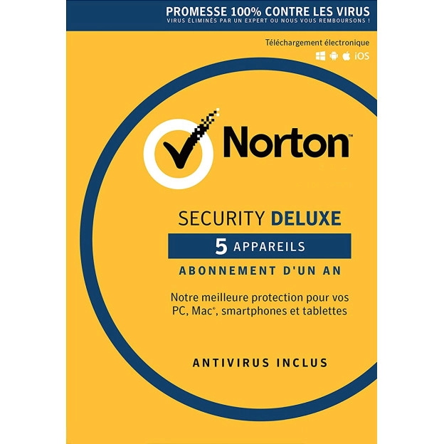 Norton Security Deluxe | 5 Appareils | 1 An | 2024 - Antivirus inclus