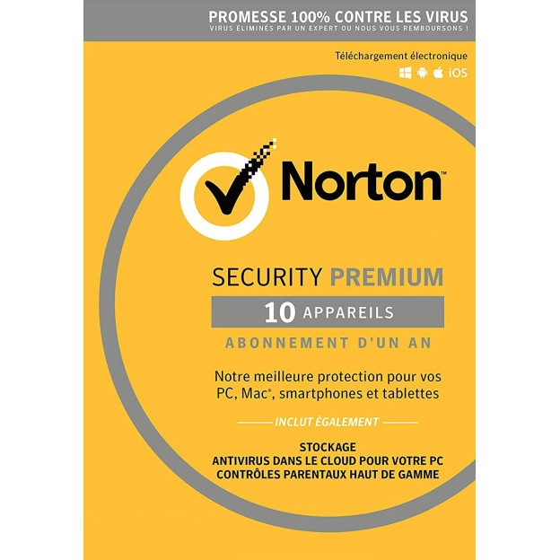 Norton Security Premium | 10 Appareils + 25 Go de Backup | 1 An | 2024 - Antivirus inclus