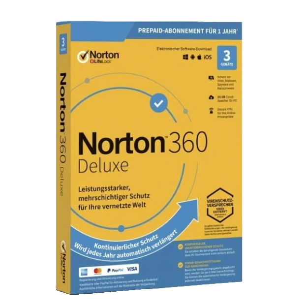 Norton 360 Deluxe | 3 Geräte | 1 Jahr + Jottacloud Personal Unlimited | 3 Monate | Unbegrenzter Cloud-Backup