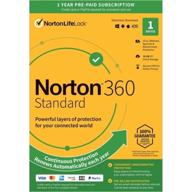 Norton 360 Standard | 1 Device | 1 Year | 2026 | 10 GB Cloud backup