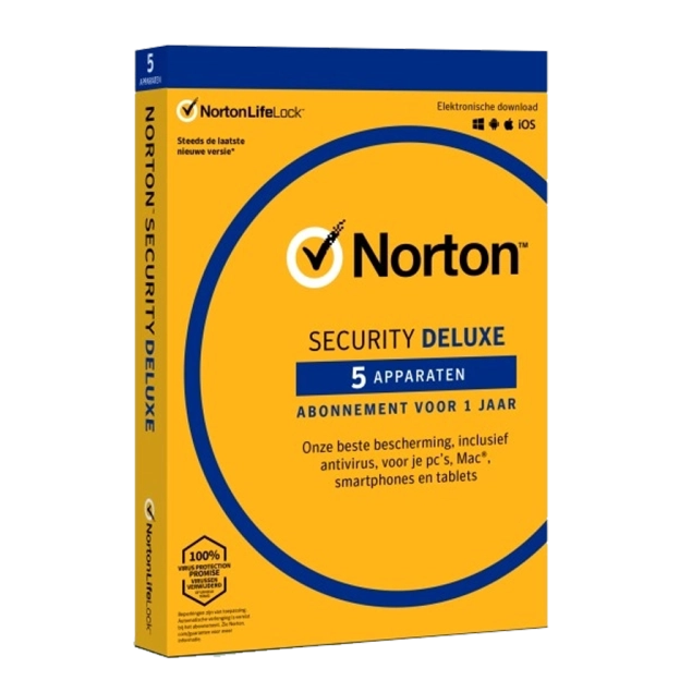 Norton Security Deluxe | 5 Apparaten | 1 Jaar | 2024 - Antivirus inbegrepen