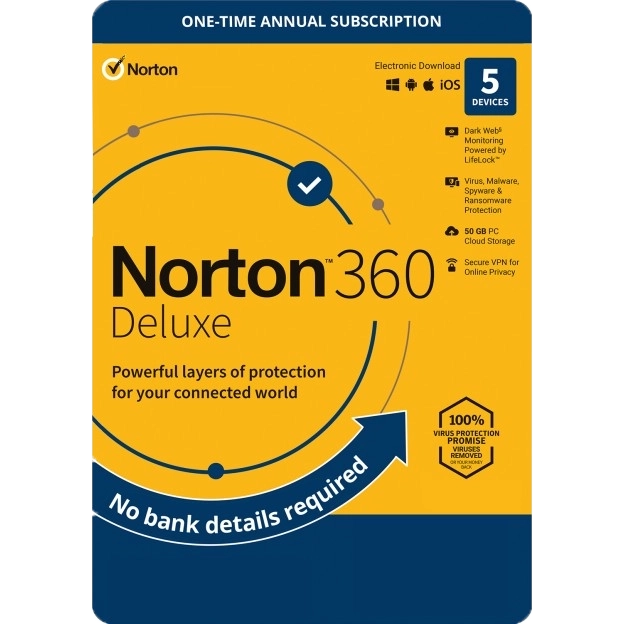 Norton 360 Deluxe | 5 Devices | One-time year Subscription | 2026 | 50 GB Cloud Storage