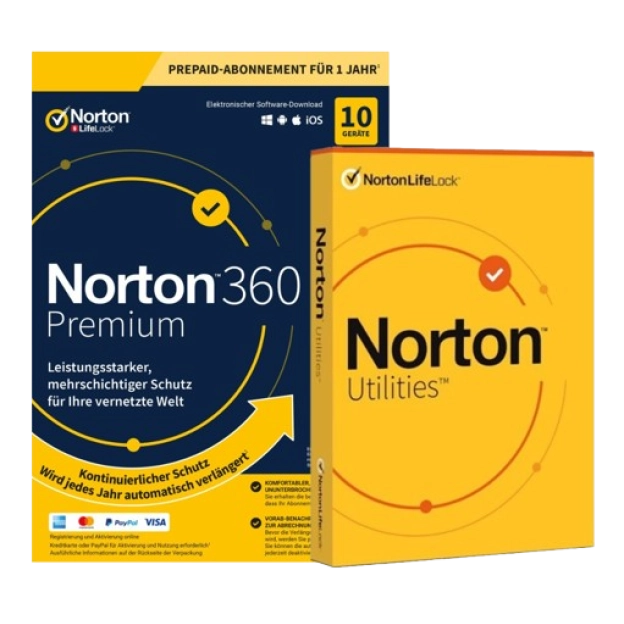 Norton 360 Premium mit Norton Utilities Ultimate | 2026 | 10 Geräte | 1 Jahr