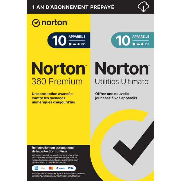 Norton 360 Premium avec Norton Utilities Ultimate | 2026 | 10 Appareils | 1 An