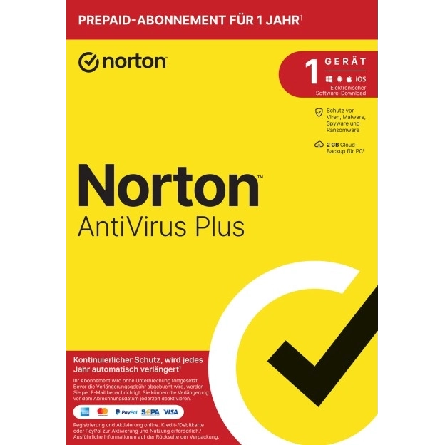 Norton Antivirus Plus | 1 Gerät | 1 Jahr | 2 GB Cloud Backup