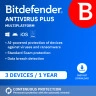 Bitdefender Antivirus Plus Multiplatform 2026 | 3 Devices | 1 Year | Multiplatform