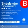 Bitdefender Total Security Standard 2026 | 3 Devices | 1 year